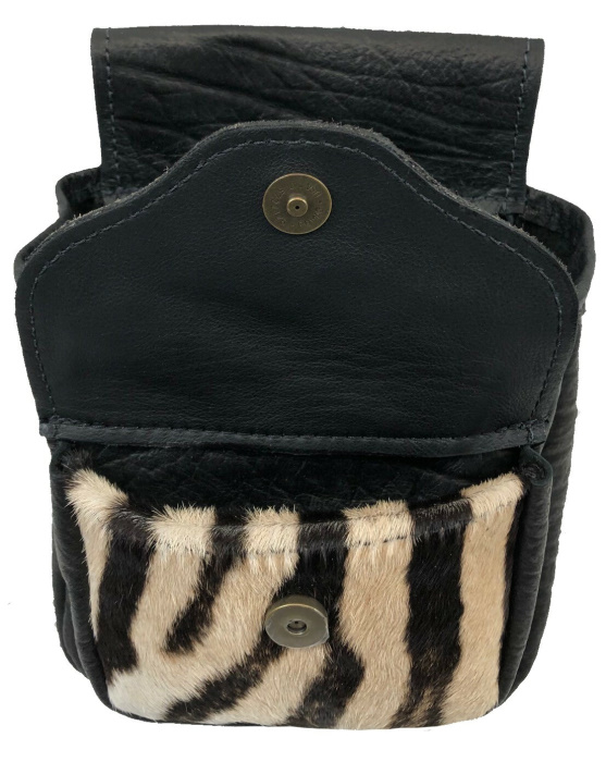 (image for) Burchell Zebra Pocket & Black Cape Buffalo Shotgun Shell Belt Pouch Deluxe